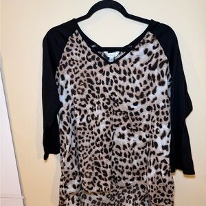 Charming Charlie Leopard Print V-Neck Top